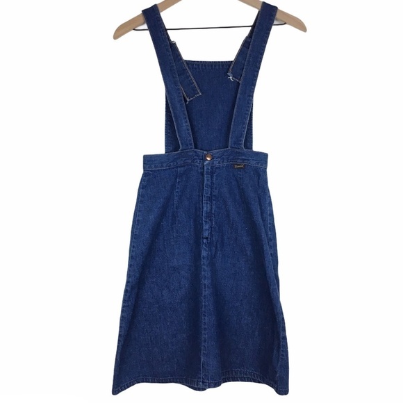 VINTAGE Maverick Denim Bib Overall Dress Pinafore Jumper Retro Western Size 5/6 - Picture 3 of 8